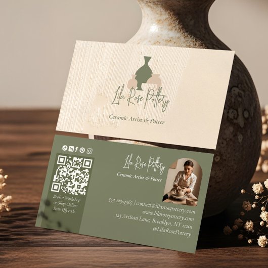 Modern Rustic Minimal Handmade Pottery Ceramic Visitenkarte