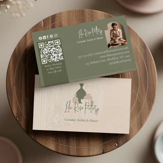 Modern Rustic Minimal Handmade Pottery Ceramic Visitenkarte