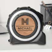 Modern Rustic Monogram Name Initial on Wood Grain Maßband