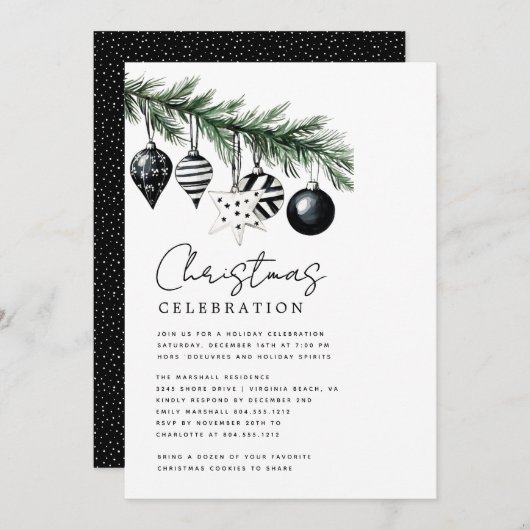 Modern Rustic Nature Christmas Party Invitation  Einladung (Vorne/Hinten)