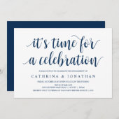 Modern Rustic, Navy Blue Drehbuch, Engagement Part Einladung (Vorne/Hinten)