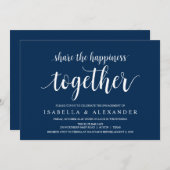 Modern Rustic, Navy Blue Drehbuch, Engagement Part Einladung (Vorne/Hinten)