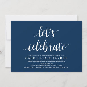 Modern Rustic, Navy Blue Drehbuch, Engagement Part Einladung