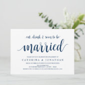 Modern Rustic, Navy Blue Drehbuch, Engagement Part Einladung (Stehend Vorderseite)