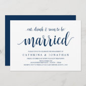 Modern Rustic, Navy Blue Drehbuch, Engagement Part Einladung (Vorne/Hinten)