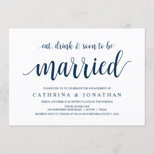 Modern Rustic, Navy Blue Drehbuch, Engagement Part Einladung