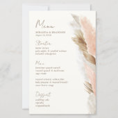 Modern Rustic Pampas Grass Wedding Menu Card (Vorderseite)