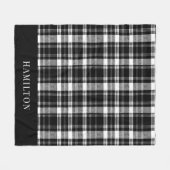  Modern Rustic Personalized Black and White Plaid Fleecedecke (Vorderseite (Horizontal))