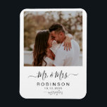 Modern Rustic Photo Botanical Wedding Magnet<br><div class="desc">Rustic minimalistic design features  modern script ,  botanical floral leaf with photo,  and terracotta color on back of card.  Easily personalize your information of choice.  Ideal announcement will go with any modern wedding theme</div>