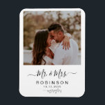 Modern Rustic Photo Botanical Wedding Magnet<br><div class="desc">Rustic minimalistic design features  modern script ,  botanical floral leaf with photo,  and terracotta color on back of card.  Easily personalize your information of choice.  Ideal announcement will go with any modern wedding theme</div>