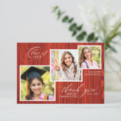 Modern Rustic Photo Collage Graduation Dankeskarte (Stehend Vorderseite)