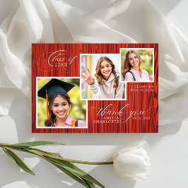 Modern Rustic Photo Collage Graduation Dankeskarte