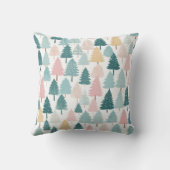 Modern Rustic Pine Forest Christmas Trees Monogram Kissen (Rückseite)