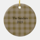 Modern Rustic Plaid Christmas Ornament Personalize (Hinten)