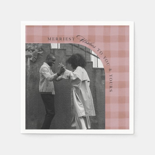 Modern Rustic Plaid Holiday Napkins Personalized Serviette (Vorderseite)