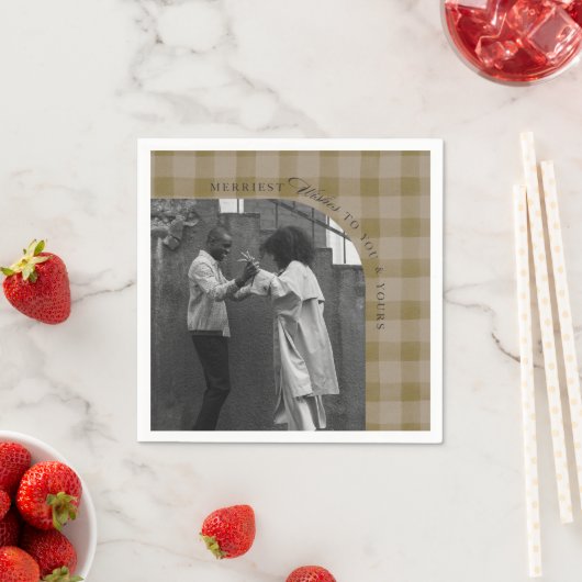 Modern Rustic Plaid Holiday Napkins Personalized Serviette (Beispiel)