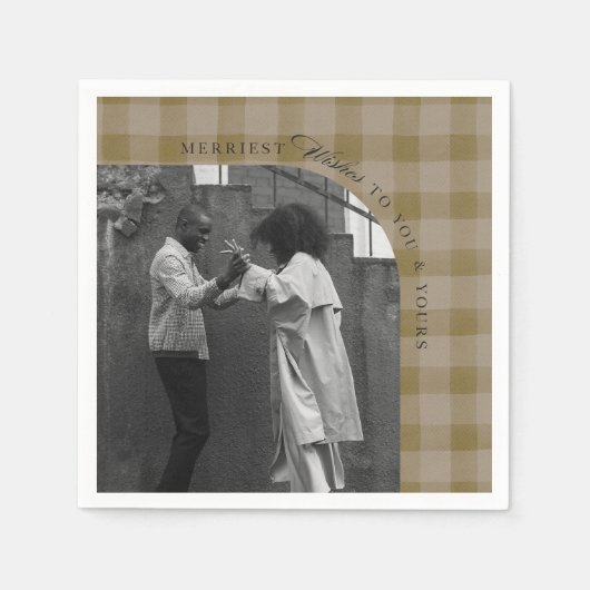 Modern Rustic Plaid Holiday Napkins Personalized Serviette (Vorderseite)