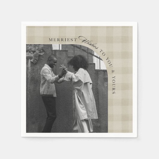 Modern Rustic Plaid Holiday Napkins Personalized Serviette (Vorderseite)