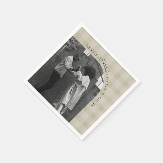 Modern Rustic Plaid Holiday Napkins Personalized Serviette (Ecke)