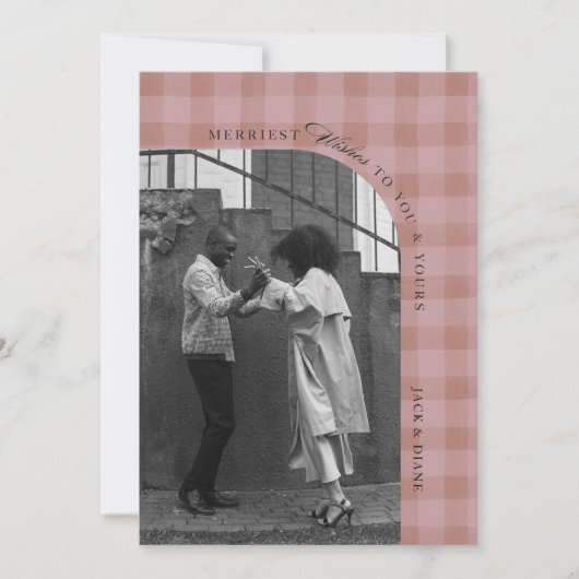 Modern Rustic Plaid Holiday Photo Card Personalize Einladung (Vorderseite)