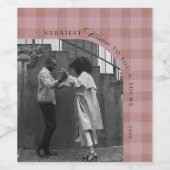 Modern Rustic Plaid Holiday Wine Label Personalize Weinetikett (Einzelnes Label)