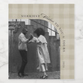 Modern Rustic Plaid Holiday Wine Label Personalize Weinetikett (Einzelnes Label)