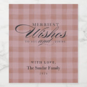 Modern Rustic Plaid Personalized Wine Gift Weinetikett (Einzelnes Label)