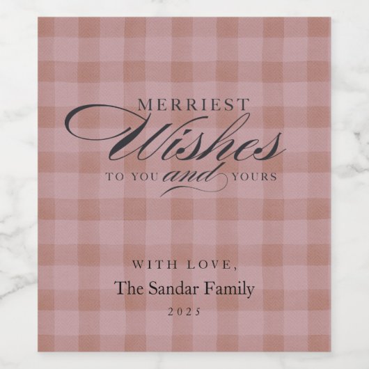 Modern Rustic Plaid Personalized Wine Gift Weinetikett (Einzelnes Label)