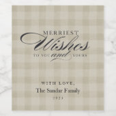 Modern Rustic Plaid Personalized Wine Gift Weinetikett (Einzelnes Label)
