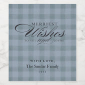 Modern Rustic Plaid Personalized Wine Gift Weinetikett (Einzelnes Label)