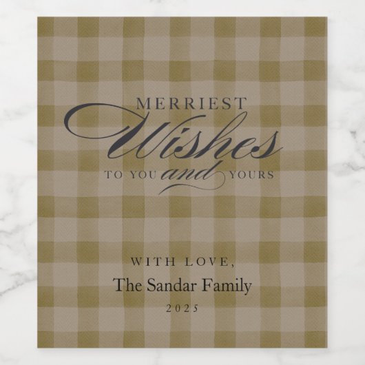 Modern Rustic Plaid Personalized Wine Gift Weinetikett (Einzelnes Label)