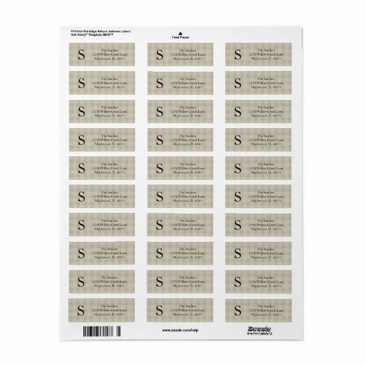 Modern Rustic Plaid Return Address Labels (Vorne)