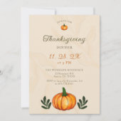 Modern Rustic Pumpkin Thanksgiving Dinner Einladung (Vorderseite)