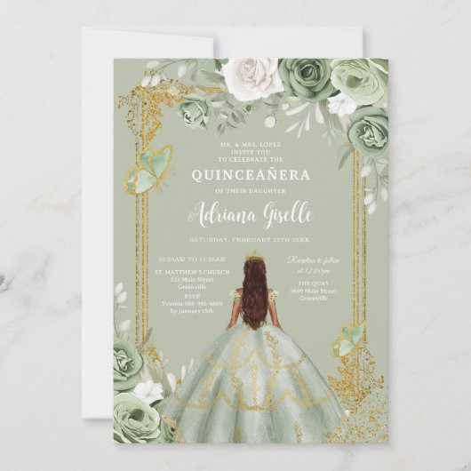 Modern Rustic Quinceanera Invitation Einladung (Vorderseite)