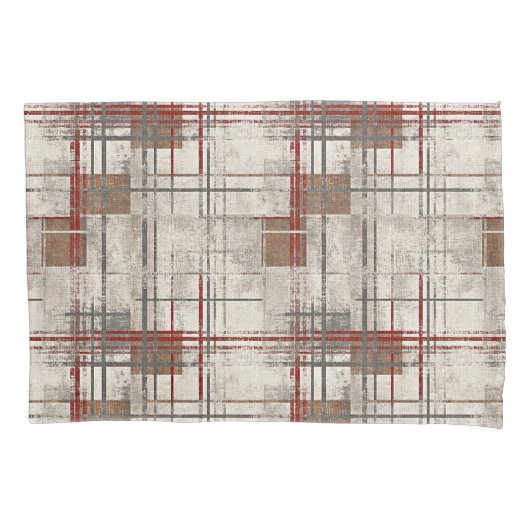 Modern rustic red plaid kissenbezug (Vorderseite)