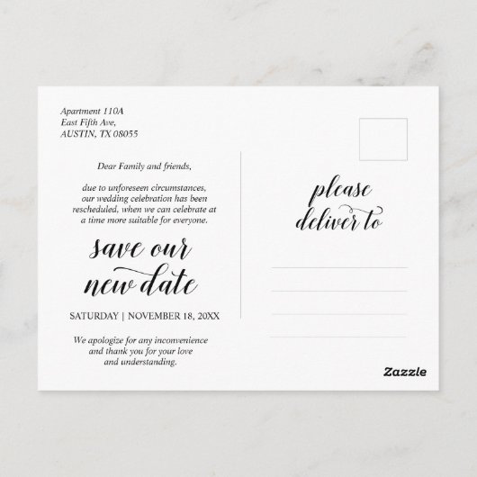 Modern Rustic Rettete das neue Datum, Einladungen  (Rückseite)