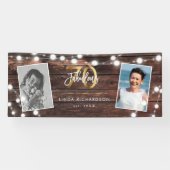 Modern Rustic String Lights Gold Fab 70. Geburtsta Banner (Horizontal)