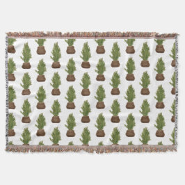 Modern Rustic Watercolor Christmas Tree Holiday Decke