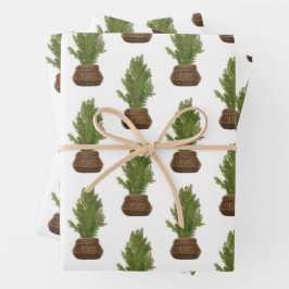 Modern Rustic Watercolor Christmas Tree Holiday Geschenkpapier Set