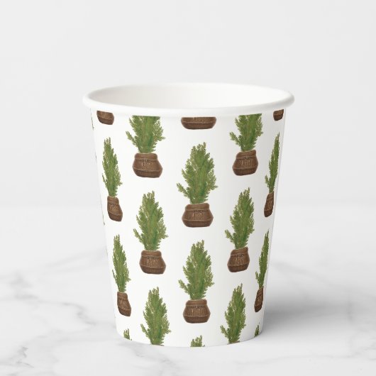 Modern Rustic Watercolor Christmas Tree Holiday Pappbecher (Rückseite)