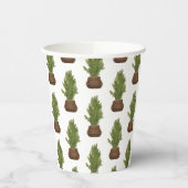 Modern Rustic Watercolor Christmas Tree Holiday Pappbecher (Links)