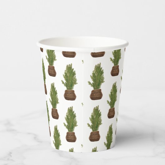 Modern Rustic Watercolor Christmas Tree Holiday Pappbecher (Rechts)