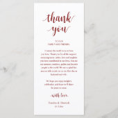 Modern Rustic Wedding Dinner Thank You Card Programm (Vorderseite)