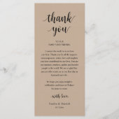 Modern Rustic Wedding Dinner Thank You Card Programm (Vorderseite)