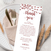 Modern Rustic Wedding Dinner Thank You Card Programm