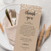 Modern Rustic Wedding Dinner Thank You Card Programm