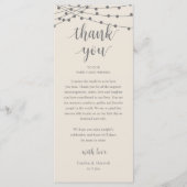 Modern Rustic Wedding Dinner Thank You Card Programm (Vorderseite)