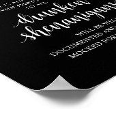 Modern Rustic Wedding Open Bar Drunken Shenanigans Poster (Ecke)