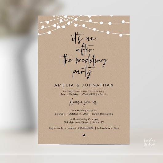 Modern Rustic Wedding Reception Brown Kraft Einladung