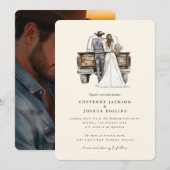 Modern Rustic Western Photo Wedding Invitation  Einladung (Vorne/Hinten)